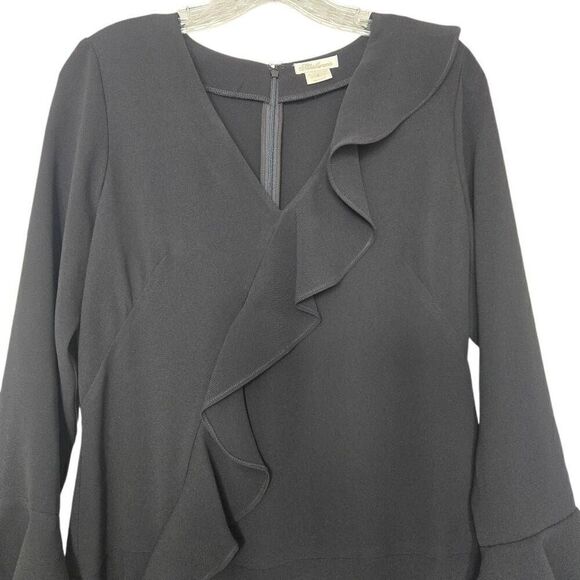 Shoshanna Windham Asymmetric Ruffle Black Shift Dress Size 4 - Picture 5 of 12